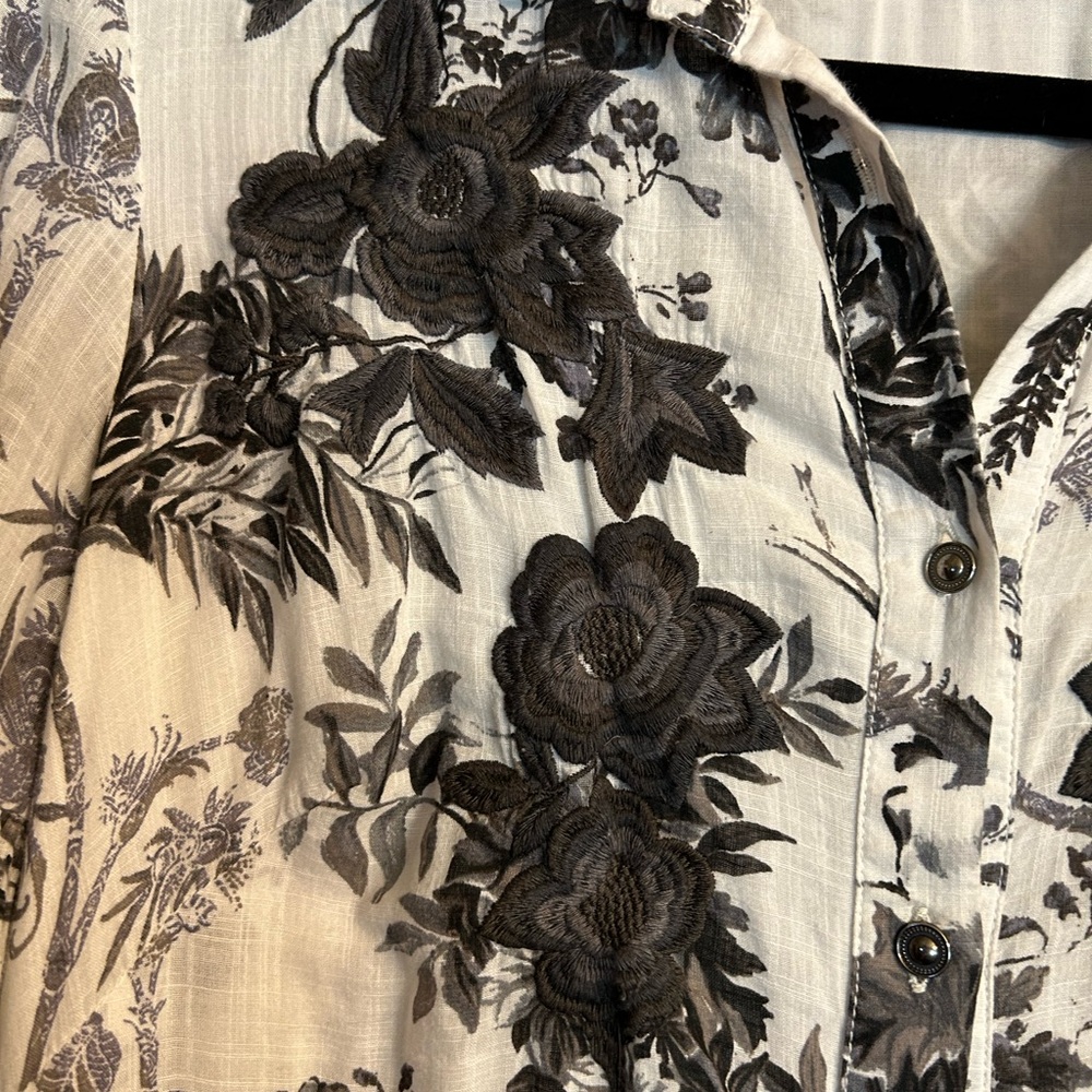 Anthropologie Lavinia Embroidered Shirtdress Black & White Toile Size 6 - Picture 9 of 14